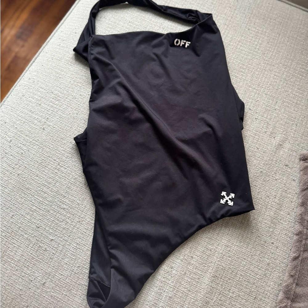 off white one shoulder swimsuit
